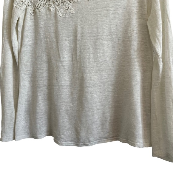 Rebecca Taylor Arella Cream Linen Jersey Tee XS Long Sleeve Top - Picture 6 of 15